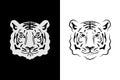 Head of tiger. Logo design in black and white colors. Vector illustration, isolated objects. Royalty Free Stock Photo