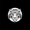 Tiger logo. Black white illustration of a tiger head isolated on black background Royalty Free Stock Photo