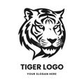 Tiger logo vector template emblem symbol. Head icon design isolated on a white background. Modern black and white illustration Royalty Free Stock Photo