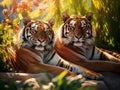 Ai Generated illustration Wildlife Concept of Tiger Love Royalty Free Stock Photo