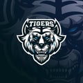 Tiger mascot logo design vector with modern illustration concept style for badge, emblem and tshirt printing. tiger head Royalty Free Stock Photo