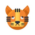 Tiger melancholy and boring emotion emoji vector