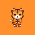 Tiger Monk Cute Creative Kawaii Cartoon Mascot Logo