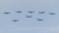 Tiger moth biplanes in flight