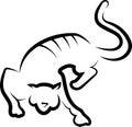 Tiger on the move. Front view. Schematically. Black outline. Logo. Royalty Free Stock Photo