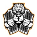 Tiger Muscle Dumbbell Gym Strong Vector