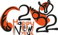 tiger of numbers 2022 in hand draw style. Lunar zodiac symbol of Year of Tiger. Chinese New Year 2022 Christmas logo Royalty Free Stock Photo