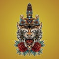 Dagger Tiger Tattoo Illustration Royalty Free Stock Photo