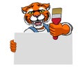 Tiger Painter Decorator Paint Brush Mascot Man Royalty Free Stock Photo