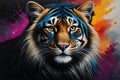 Tiger painting on colorful background