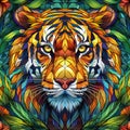 A tiger pattern in the style of stained glass, AI generated.