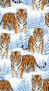Tiger Pattern Winter Snow Scene Illustration Royalty Free Stock Photo