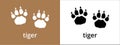 Tiger paw print trail icon. Cat or dog foot print track icons vector set. Black and white. Isolated vector illustration. Paw Royalty Free Stock Photo
