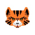 Tiger pixel art. Big wild striped cat pixelated. 8 bit vector illustration Royalty Free Stock Photo