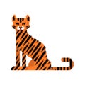 Tiger pixel art. Big wild striped cat pixelated. 8 bit vector illustration Royalty Free Stock Photo