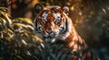 Tiger portrait horizontal. AI generative Royalty Free Stock Photo