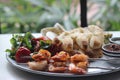 Tiger Prawn and Freshly baked bread Royalty Free Stock Photo