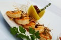 Tiger prawns grille herbs and spices Royalty Free Stock Photo