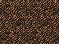 Tiger print Fur texture, carpet animal skin background, black and orange theme color, look smooth and soft, fashion clothes.