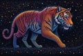 Tiger in Dot Harmony A Pointillistic Masterpiece of Color and Texture Royalty Free Stock Photo