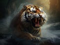 Ai Generated illustration Wildlife Concept of Tiger roar