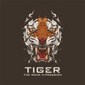 Tiger Roar Wildlife Animals Tattoo Vector Royalty Free Stock Photo