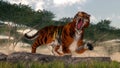 Tiger roaring - 3D render