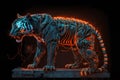 Tiger. Robo tiger. Cyborg tiger. 3D rendering of a tiger in futuristic style. 3D illustration.. 3d rendering of a tiger on a black