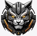 tiger robot head mascot logo design