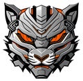 tiger robot head mascot logo design