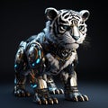 Tiger Robot Pet: Black Fur, Cute Appearance, 8k Hd Quality