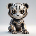 Tiger Robot Pet: Black Fur, Cute Appearance, 8k Hd Quality