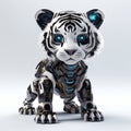 Tiger Robot Pet: Black Fur, Cute Appearance, 8k Hd Quality