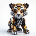 Tiger Robot Pet: Black Fur, Cute Appearance, 8k Hd Quality