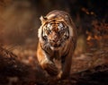 tiger running in the forest.Generative Ai