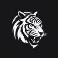 Bold Graphic Design: White Tiger Icon On Black Background
