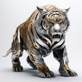Metal Tiger 3d Model: Unique Junglecore Art With Disfigured Forms