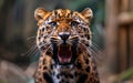 A tiger is shown with its mouth open, showing its teeth Royalty Free Stock Photo