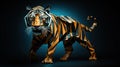 A tiger is shown in a low poly style, AI. Paper crafted origami