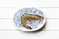 Tiger shrimp in ice cubes Royalty Free Stock Photo