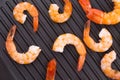 Tiger shrimps on black pan. Royalty Free Stock Photo