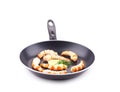 Tiger shrimps on black pan. Royalty Free Stock Photo