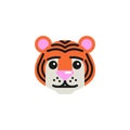 Tiger Slightly Smiling Face flat icon