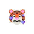 Tiger Smiling Face with Hearts flat icon