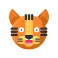Tiger smiling with teeth funny cute emoji vector