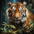 Tiger stalking prey in the jungle Royalty Free Stock Photo