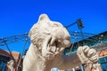 Tiger statue at the entrance of Comerica Park stadium, home of the Detroit Tigers team.