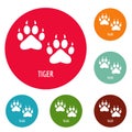 Tiger step icons circle set