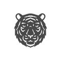Tiger striped animal furry muzzle zoo monochrome icon vector illustration. Wild carnivorous predator
