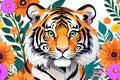 Tiger striped carnivore animal flowers